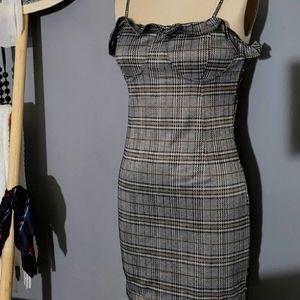 Plaid Black / Gray Bustier Dress size M-L